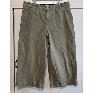 Ava & Viv Women's Olive Green High Rise Wide Leg Cropped Pants Size 20